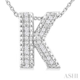 1/20 ctw Bubble Accent Initial 'K' Round Cut Diamond Fashion Pendant With Chain in Sterling Silver